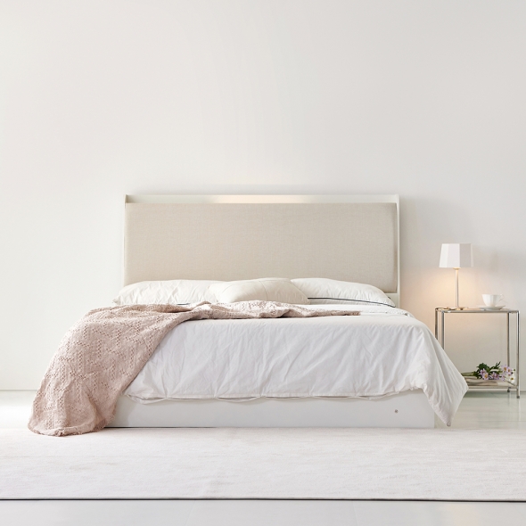 [단독특가] 동서가구 블라이 LED 조명 패브릭 침대 SS/Q 모음+매트리스 선택