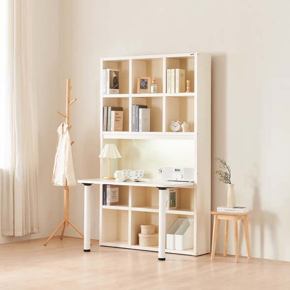 [단독특가] 동서가구 넌스 LPM 1200 정면책상 책장 세트 3colors (+LED 선택)