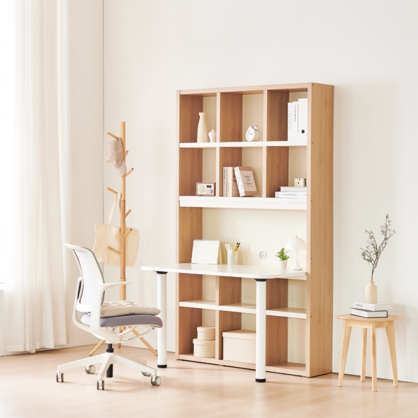 [단독특가] 동서가구 넌스 LPM 1200 정면책상 책장 세트 3colors (+LED 선택)