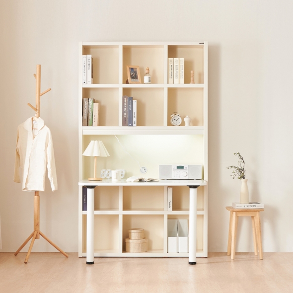 [단독특가] 동서가구 넌스 LPM 1200 정면책상 책장 세트 3colors (+LED 선택)