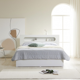 [리퍼상품] 리브우드 S급 LED 헤드 3단수납침대 에센셜형 SS/Q 프레임 (매트리스 선택)