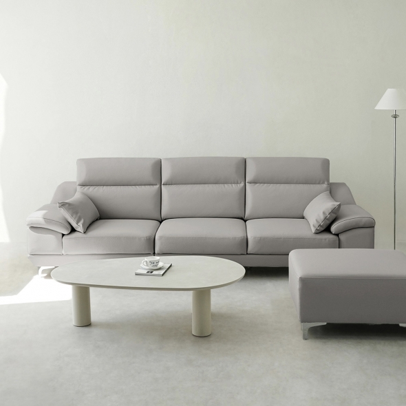 동서가구 뉴테라 천연면피가죽 4인 소파 (스툴선택)