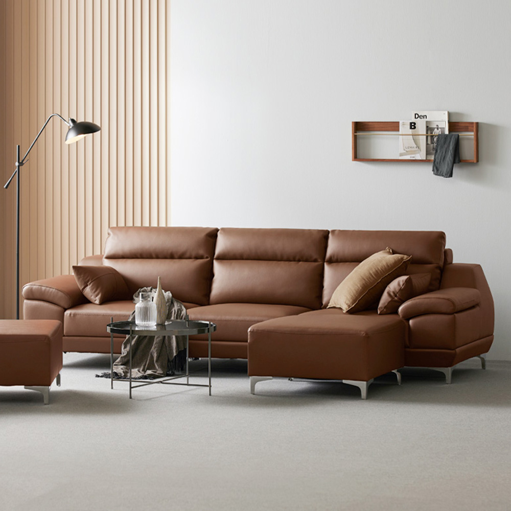 동서가구 뉴테라 천연면피가죽 4인 소파 (스툴선택)