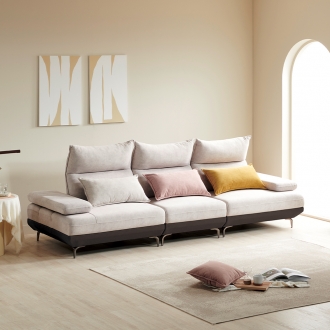 [소티디자인] 베일리 이지클린 조야원단 헤드틸팅 등받이조절 기능성 4인 스윙 소파 (쿠션포함) - 2color