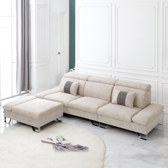 [소티디자인] 노벰버 이지클린 조야원단 헤드틸팅 기능성 4인 소파 (스툴별매, 쿠션포함) - 3color