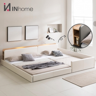 인홈 라온 220V LED 수납 저상형 패밀리침대 프레임 국내제작