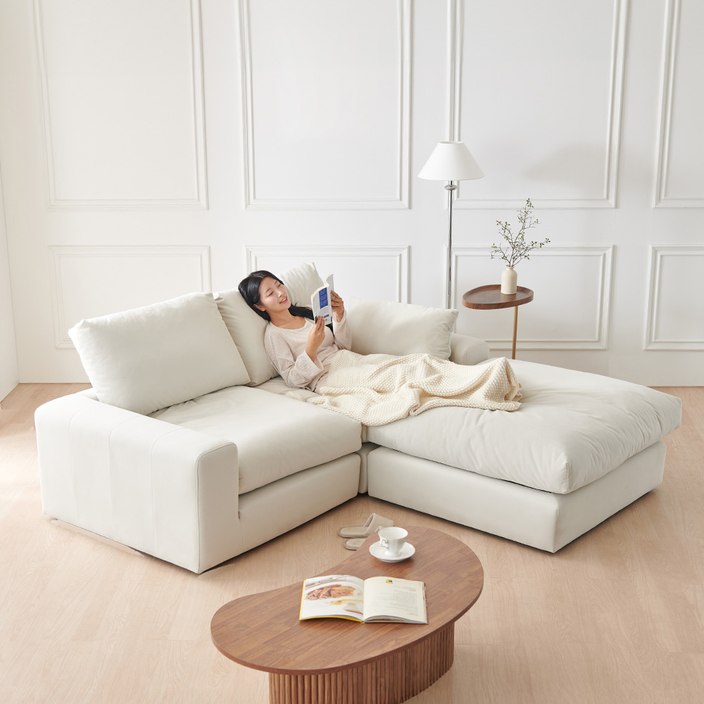 [단독특가]동서가구 로엔드 구스 아쿠아 패브릭 3인 소파