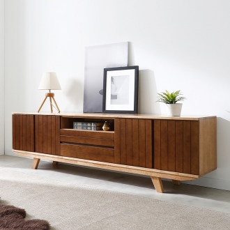 퍼니홈 아모르 2000 티비 다이 원목 높은 tv 거실장 월넛투톤