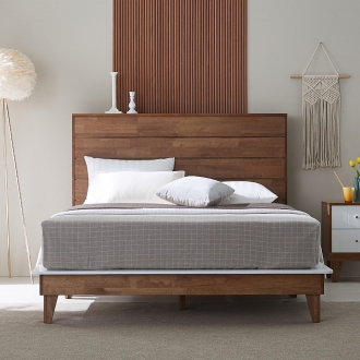 퍼니홈 클라우드 원목 월넛 화이트 SS Q K 평상형 침대 프레임