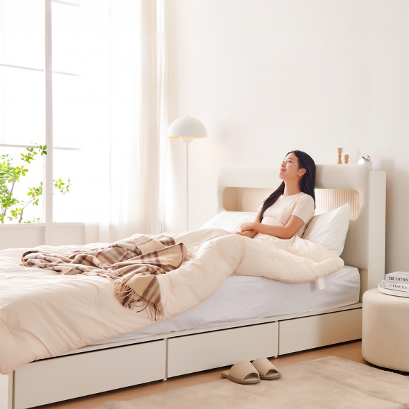 [단독특가]동서가구 클라우드 아쿠아패브릭 LED 1단 3서랍 수납침대 SS / Q 모음 (+매트리스 선택)