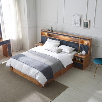 퍼니홈 큐브 호텔 Q 침대 그레이 프레임 원목 조명 퀸