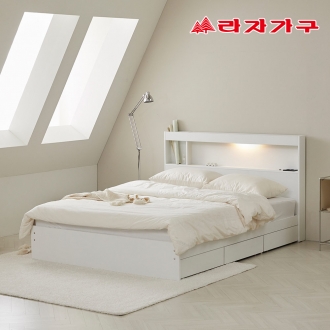 라자가구 스위트 LED 숨쉬는 서랍 수납 퀸 침대프레임 Q