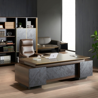 [퍼니럭스리빙] 더 킹스 중역 사이드서랍 책상세트 - 좌형