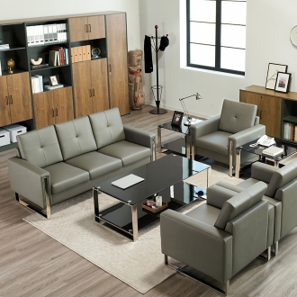 [퍼니럭스리빙] 셀레네 3인 인조가죽 레자소파 - 그레이