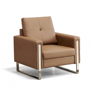 [퍼니럭스리빙] 셀레네 1인 인조가죽 레자소파 - 라이트브라운