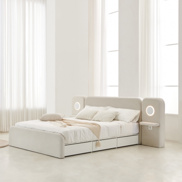 [단독특가] 동서가구 소프티 아쿠아패브릭 호텔침대 SS/Q +매트리스 선택