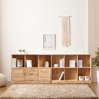 청사초롱 원목 낮은 2단 1200 오픈 수납 책장