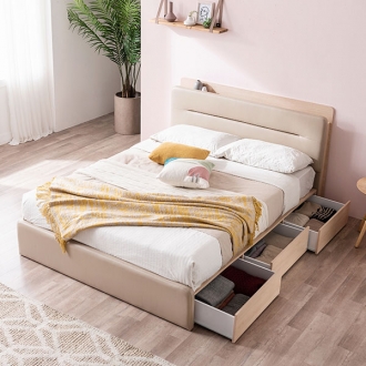 [가구야] 베루아 슈퍼싱글/퀸 LED+USB 3칸서랍형 침대 (+매트리스선택)