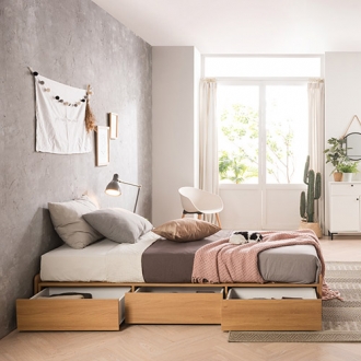 [가구야] 861/761 싱글/슈퍼싱글 무헤드 3칸서랍형 침대 (+매트리스선택)