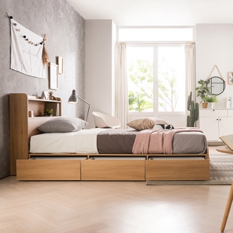 [가구야] 863/763 싱글/슈퍼싱글 수납헤드 3칸서랍형 침대 (+매트리스선택)