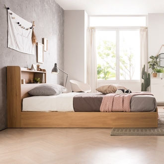 [가구야] 863/763 싱글/슈퍼싱글 수납헤드 평상형 침대 (+매트리스선택)