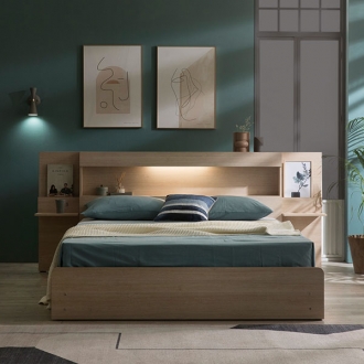 [가구야][협탁증정] 베스티 C형 슈퍼싱글/퀸 LED+USB 선반헤드 3칸서랍형 침대 (+매트리스선택)