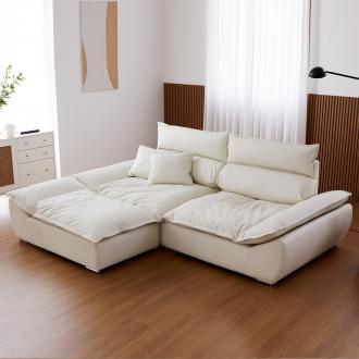 [바우미스트]도모 실리콘가죽 와이드 소프트 푹신한 모듈 스윙 3인용 소파+스툴