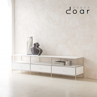 도아르 미드센츄리 모듈 거실장 TV 다이 서랍장 2000 낮은 선반형