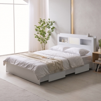 크렌시아 닉스 LED 일반서랍형 침대 프레임 SS/Q (매트선택)