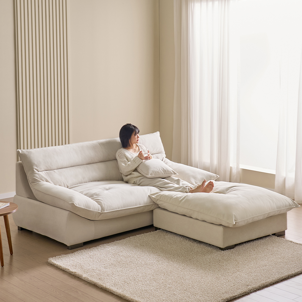 수수가구 플러피 아쿠아텍스 3인용 소파 (스툴 선택)