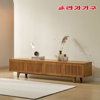 라자가구 무드 친환경 E0 버티컬 고무나무 원목 낮은 다용도 수납 티비다이 tv 거실장 2000