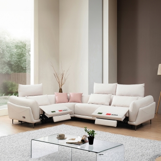 [소티디자인] 클레이 마야패브릭 이지클린 제로월 라운드형 원터치 4인 전동 리클라이너 (쿠션포함)