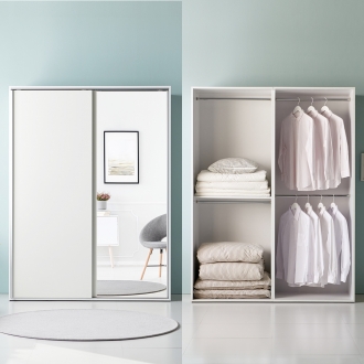 [소티디자인] 디오 E0등급 드레스룸 슬라이드 옷장 1600 거울형 - 5타입