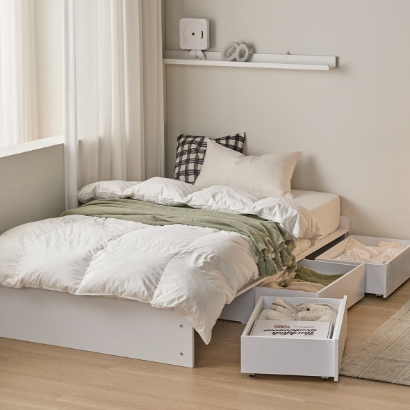 매트리 가득 수납침대 3단 서랍침대 슈퍼싱글 SS 무헤드 LED