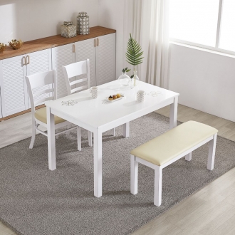 이노센트 발트 벤치형 4인 고광택 식탁세트 i100010