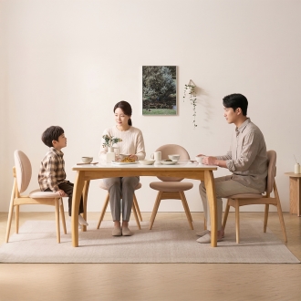 [소티디자인] 세이지 화이트유광 폴리싱 세라믹 4인 식탁세트 - 내추럴