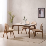 [소티디자인] 세이지 화이트유광 폴리싱 세라믹 4인 식탁세트 - 월넛