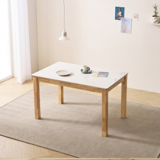 [소티디자인] 칸토 화이트유광 원목 폴리싱 세라믹 4인 식탁 테이블 - 내추럴