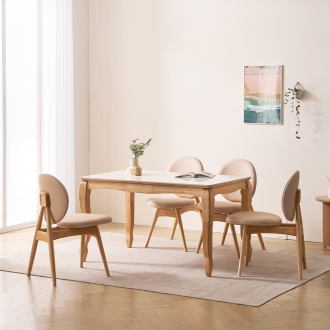 [소티디자인] 아이린 화이트유광 폴리싱 세라믹 4인 식탁세트 - 내추럴