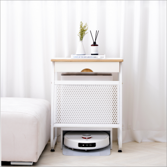 고래가구 국내제작 벨로 철제 로봇청소기장 원목 매거진랙