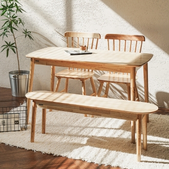 동서가구 로벤 고무나무 원목 벤치형 4인 식탁세트 DF925690
