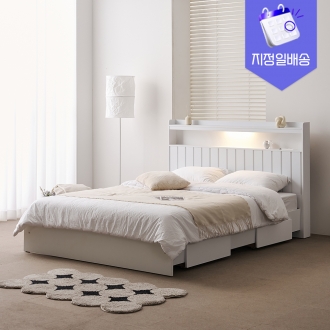 [수도권지정배송] 프린홈 멜로디 LED 일반 서랍 침대 SS/Q (매트선택)