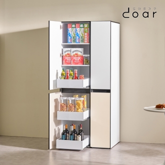 도아르 키큰 주방 냉장고 옆 수납장 틈새장 냉장고장 600 화이트 베이지
