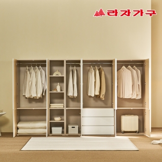 라자가구 클라브 긴문형 선반 틈새 수납 옷장 400(거울선택)