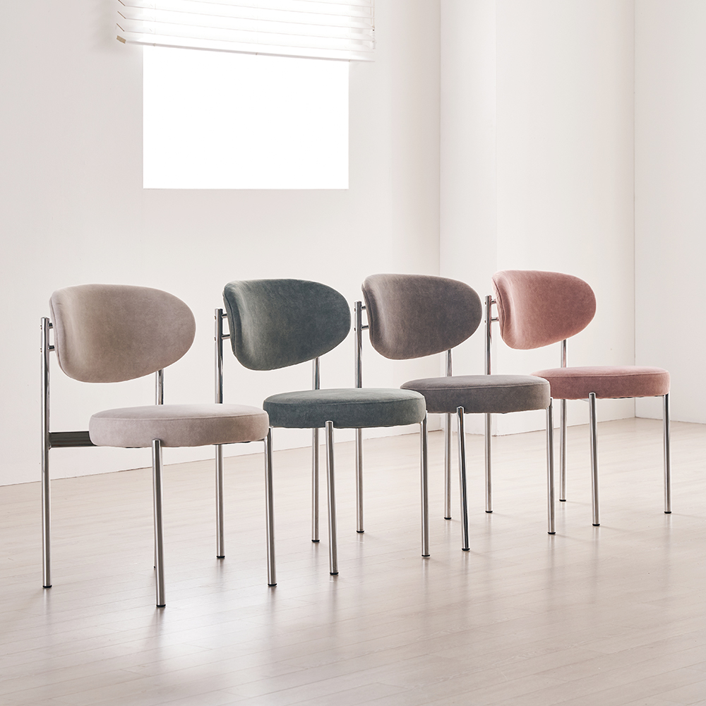 트로이퍼니처 리브 조야 원단 스틸 카페 식탁의자 4컬러