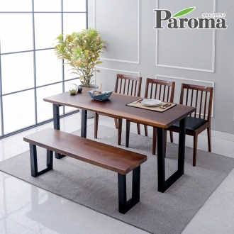 파로마 로즈우드 장미목 우드슬랩 원목 6인 식탁세트 벤치형 (식탁+의자3개+벤치)