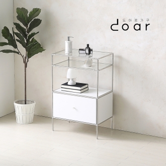 도아르 미드센츄리 모듈 수납장 거실 안방 인테리어 유리 3단 하부 서랍장