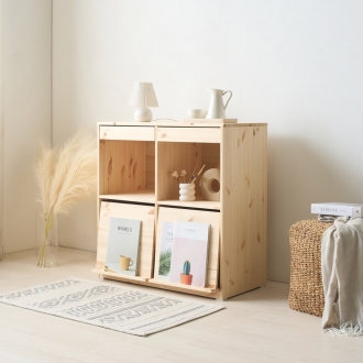 로나 레드파인원목 여닫이도어 2칸2단수납장 도어책꽂이수납장