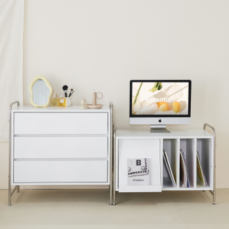 고래가구 오아 스테인리스 모듈 서랍장 수납장 3단 600 800