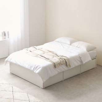 [케이컴퍼니] 심플비 피크 낮은헤드 더블 침대세트(독립포켓+40T토퍼매트)